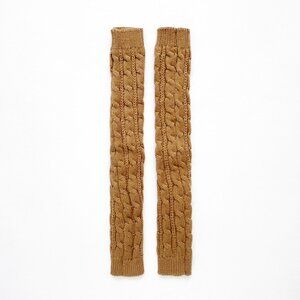NEW WITHOUT TAG Cable Knit Fingerless Arm Warmers with Thumb Holes Brown One Sz